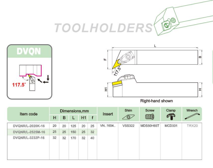 DVQN Steel handle outer diameter turning tool holder