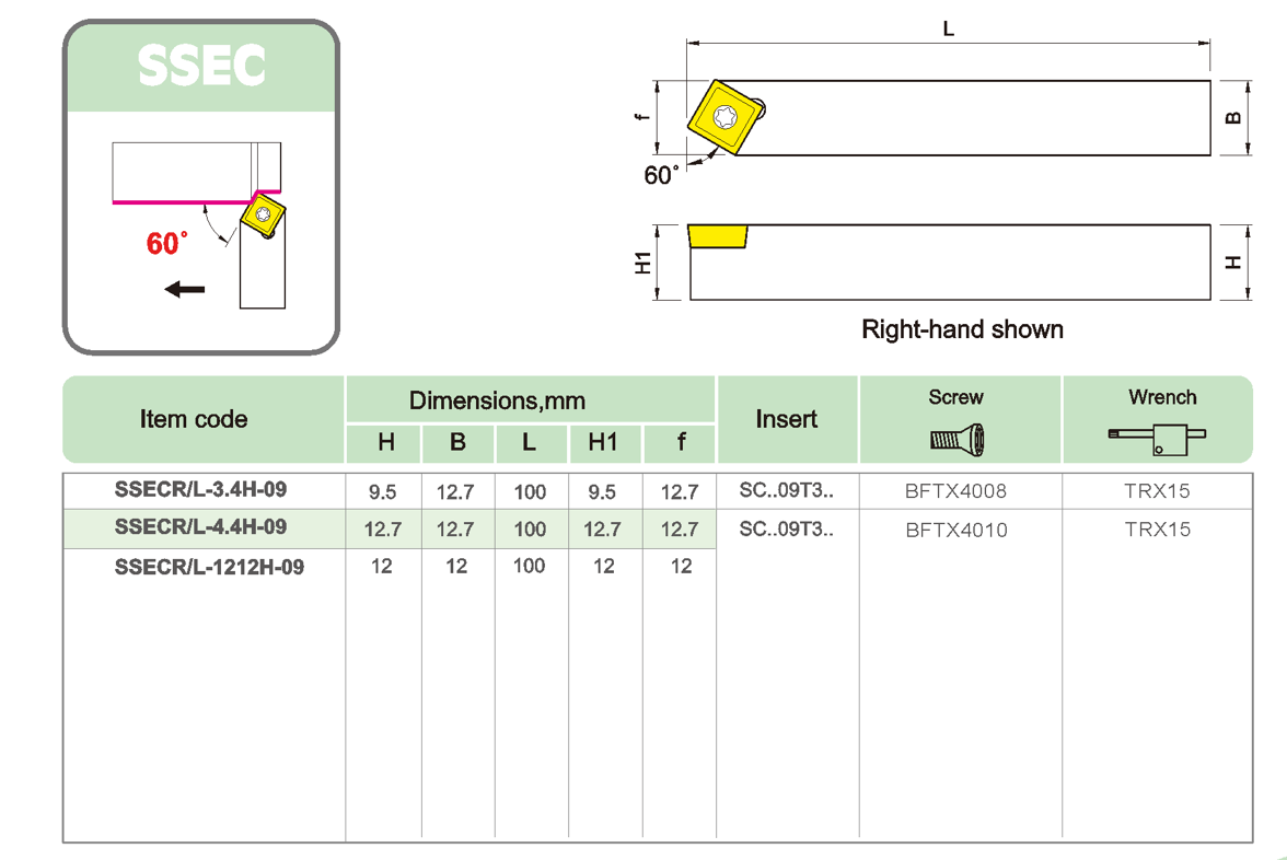 SSECR/L External turning tool holder