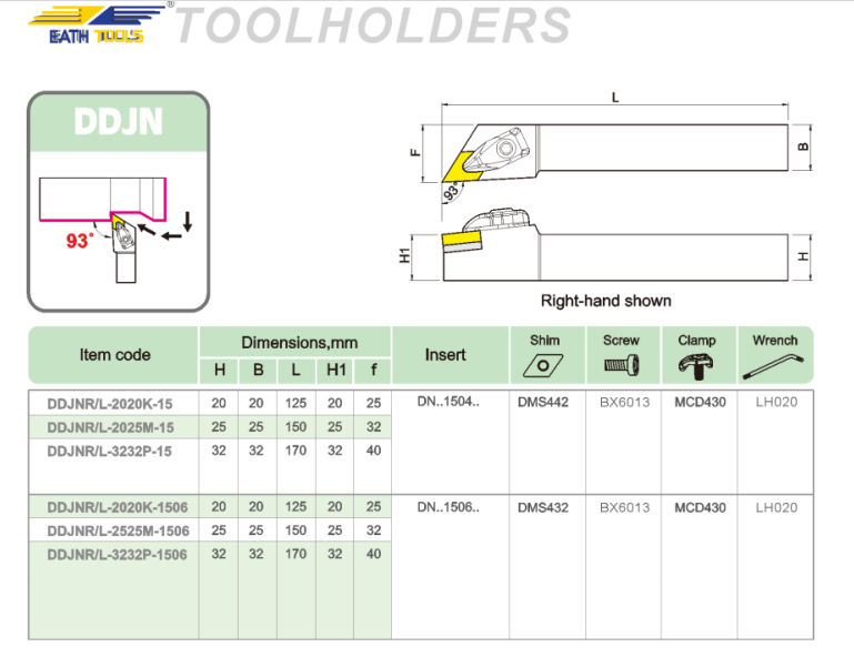 DDJN Pressure plate type outer diameter turning tool holder