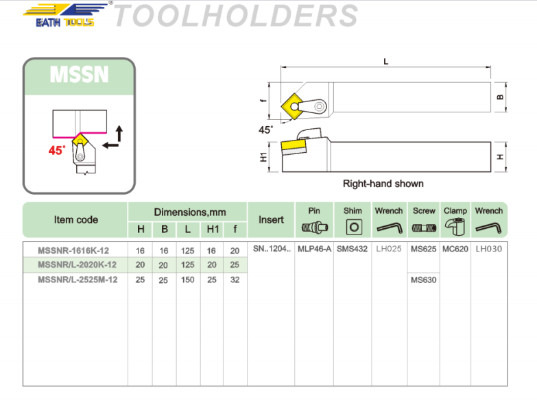 MSSN M type pressure plate type end face outer diameter turning tool holder