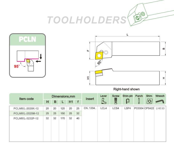 PCLN Outer diameter precision lathe tool holder