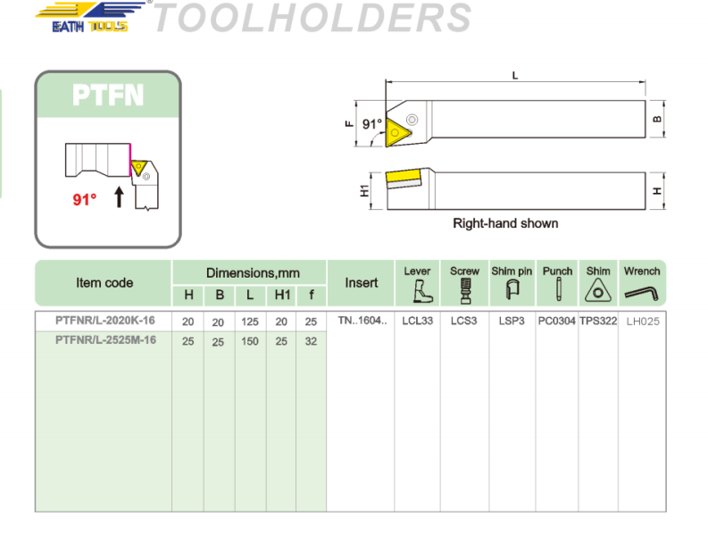 PTFN Outer diameter precision lathe tool holder