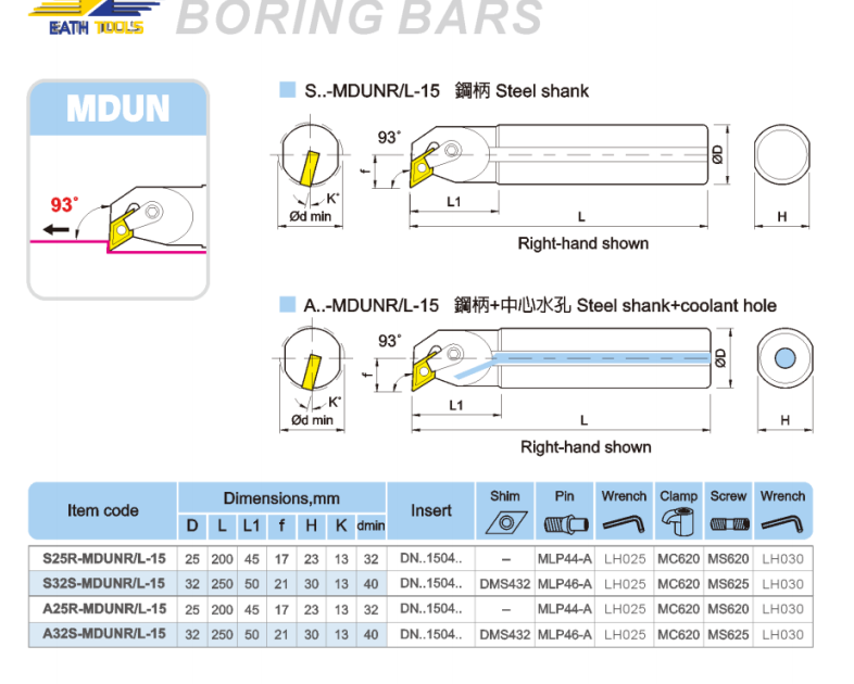 MDUN Internal turning tool holder